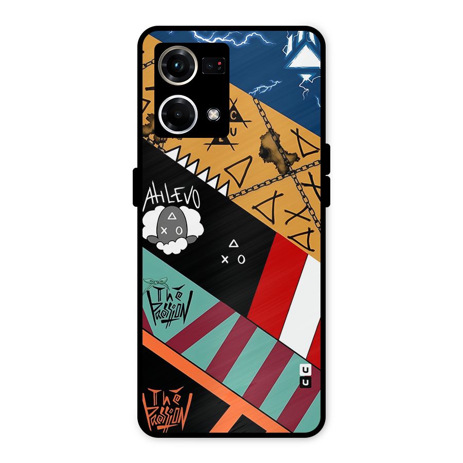 Random Abstracts Art Slant Stripes Metal Back Case for Oppo F21 Pro 4G