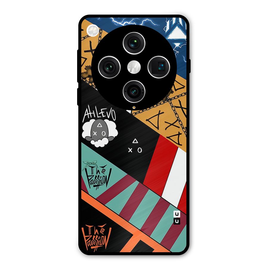 Random Abstracts Art Slant Stripes Metal Back Case for Oppo Find X8 Pro