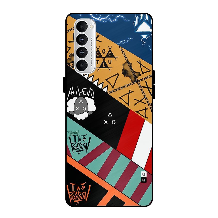 Random Abstracts Art Slant Stripes Metal Back Case for Oppo Reno4 Pro