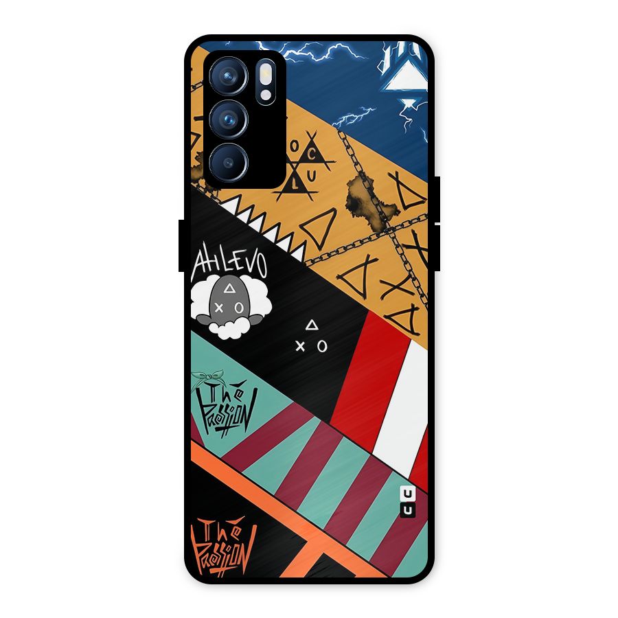 Random Abstracts Art Slant Stripes Metal Back Case for Oppo Reno6 5G