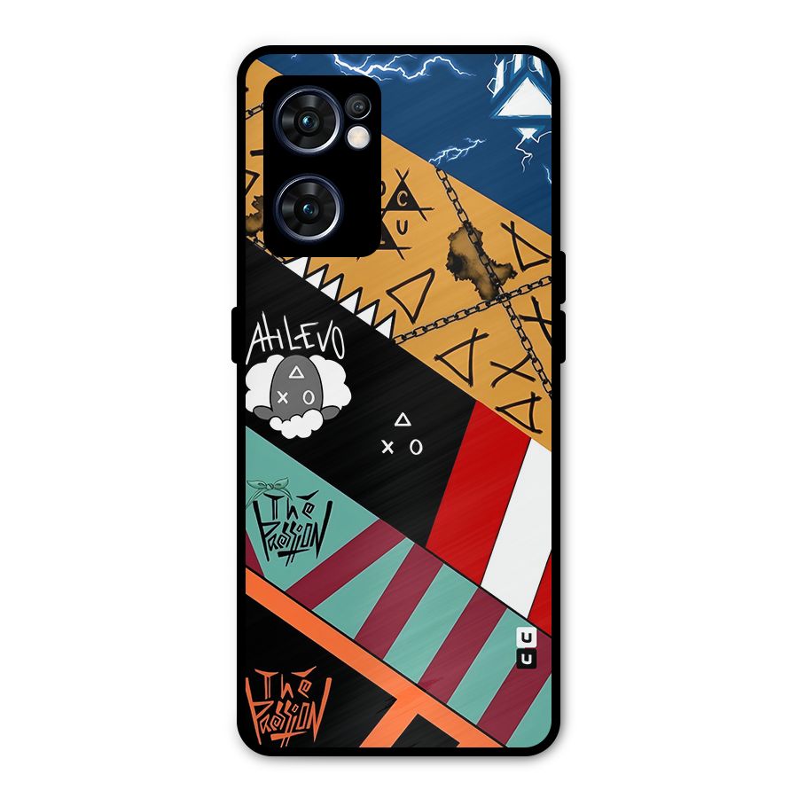 Random Abstracts Art Slant Stripes Metal Back Case for Oppo Reno7 5G