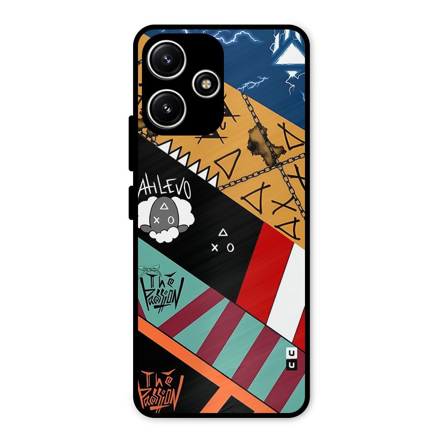Random Abstracts Art Slant Stripes Metal Back Case for Poco M6 Pro
