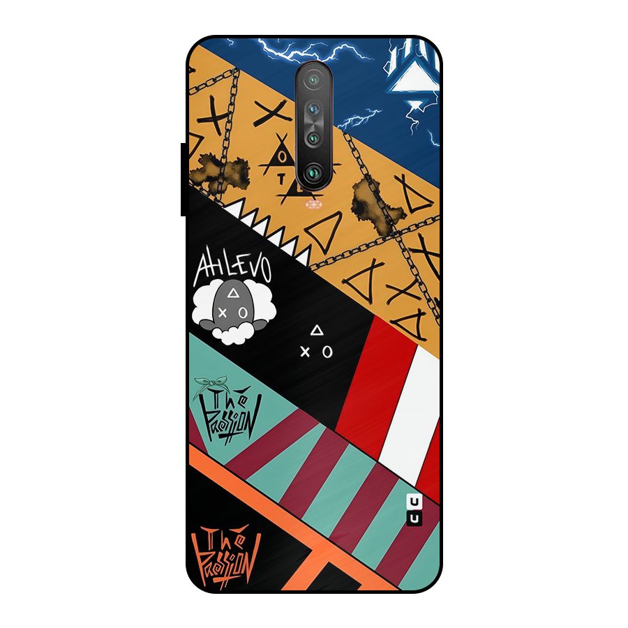 Random Abstracts Art Slant Stripes Metal Back Case for Poco X2