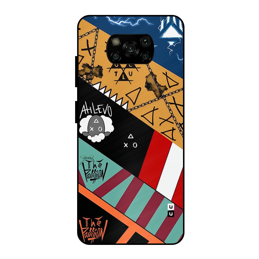 Random Abstracts Art Slant Stripes Metal Back Case for Poco X3