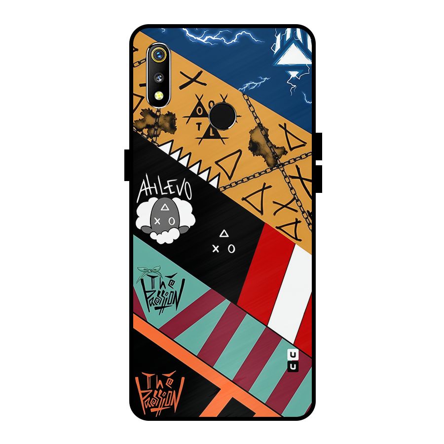 Random Abstracts Art Slant Stripes Metal Back Case for Realme 3i