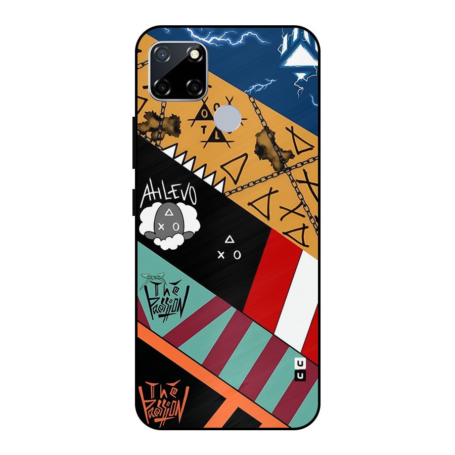 Random Abstracts Art Slant Stripes Metal Back Case for Realme Narzo 20