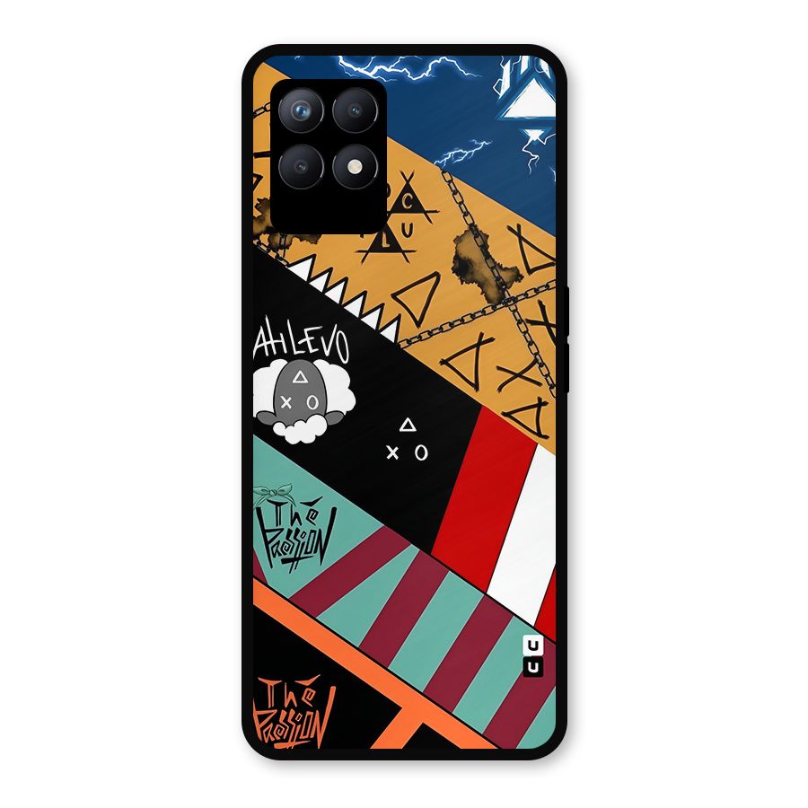 Random Abstracts Art Slant Stripes Metal Back Case for Realme Narzo 50