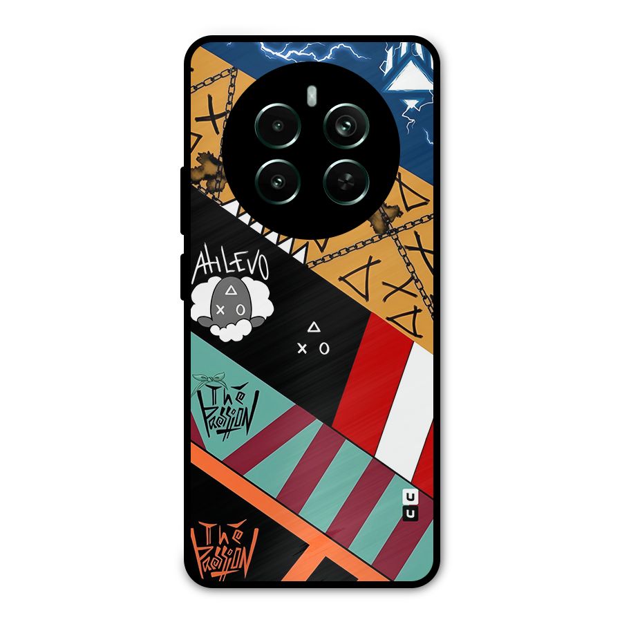 Random Abstracts Art Slant Stripes Metal Back Case for Realme Narzo 70 Pro