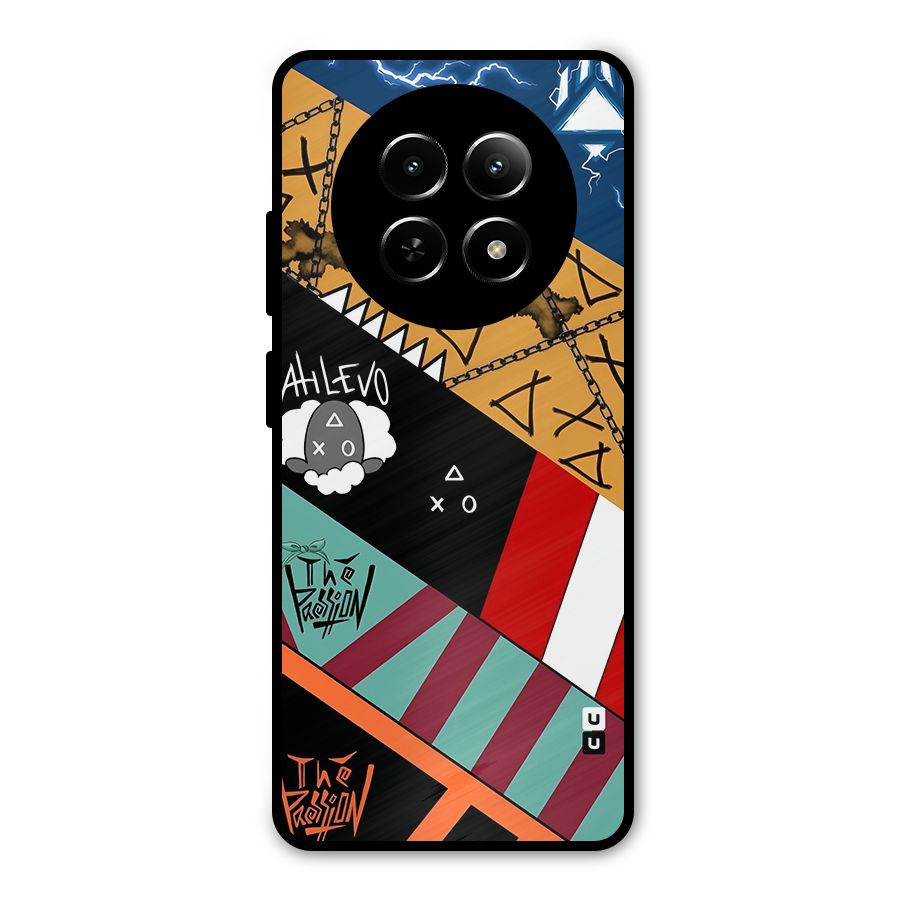 Random Abstracts Art Slant Stripes Metal Back Case for Realme Narzo 70x 5G