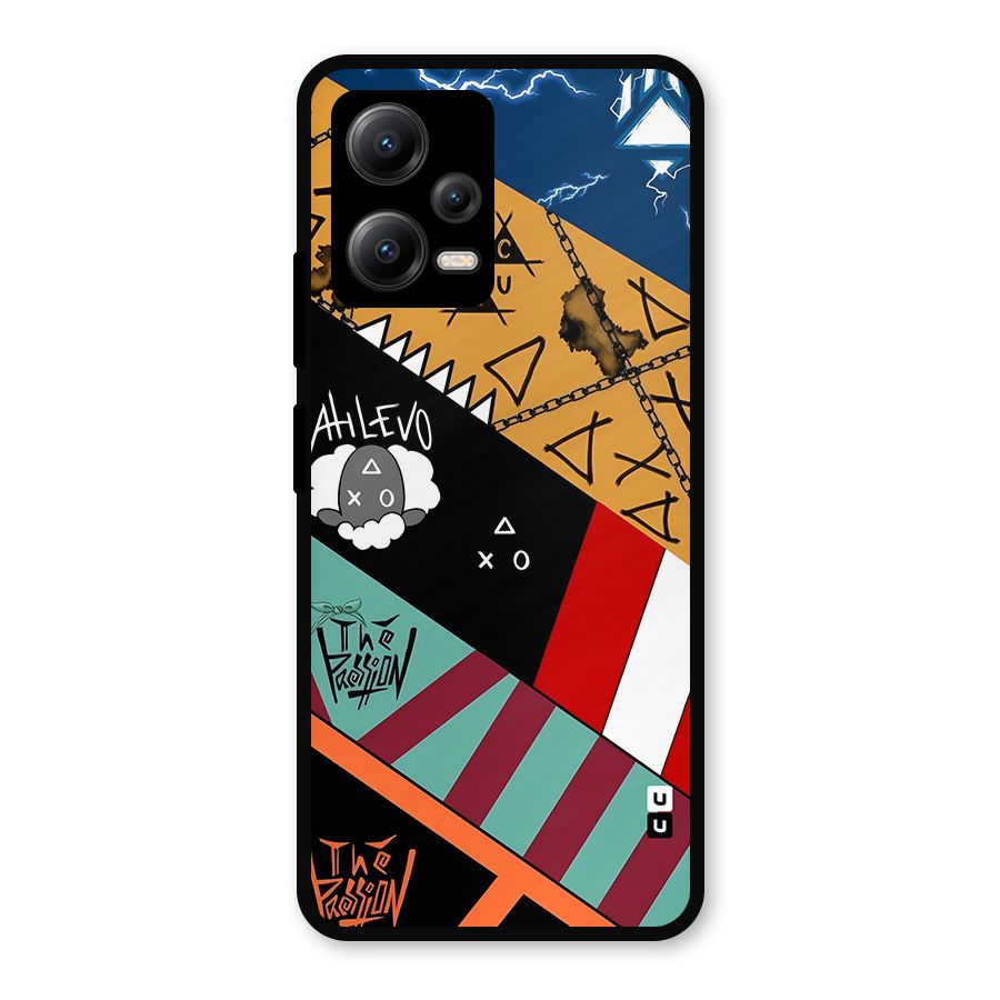 Random Abstracts Art Slant Stripes Metal Back Case for Redmi Note 12 5G