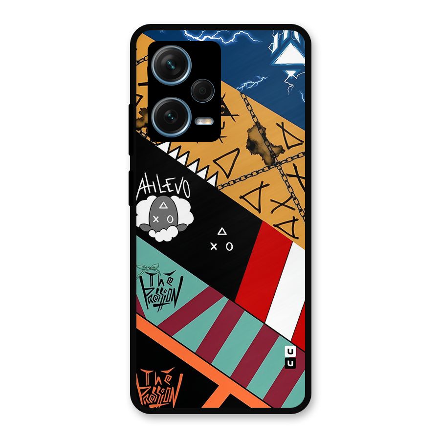 Random Abstracts Art Slant Stripes Metal Back Case for Redmi Note 12 Pro Plus 5G