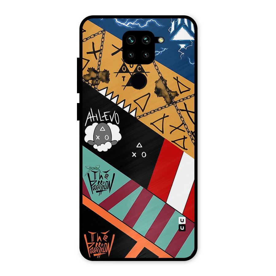 Random Abstracts Art Slant Stripes Metal Back Case for Redmi Note 9