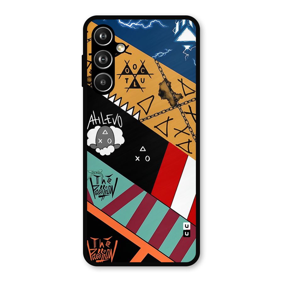Random Abstracts Art Slant Stripes Metal Back Case for Samsung Galaxy M54