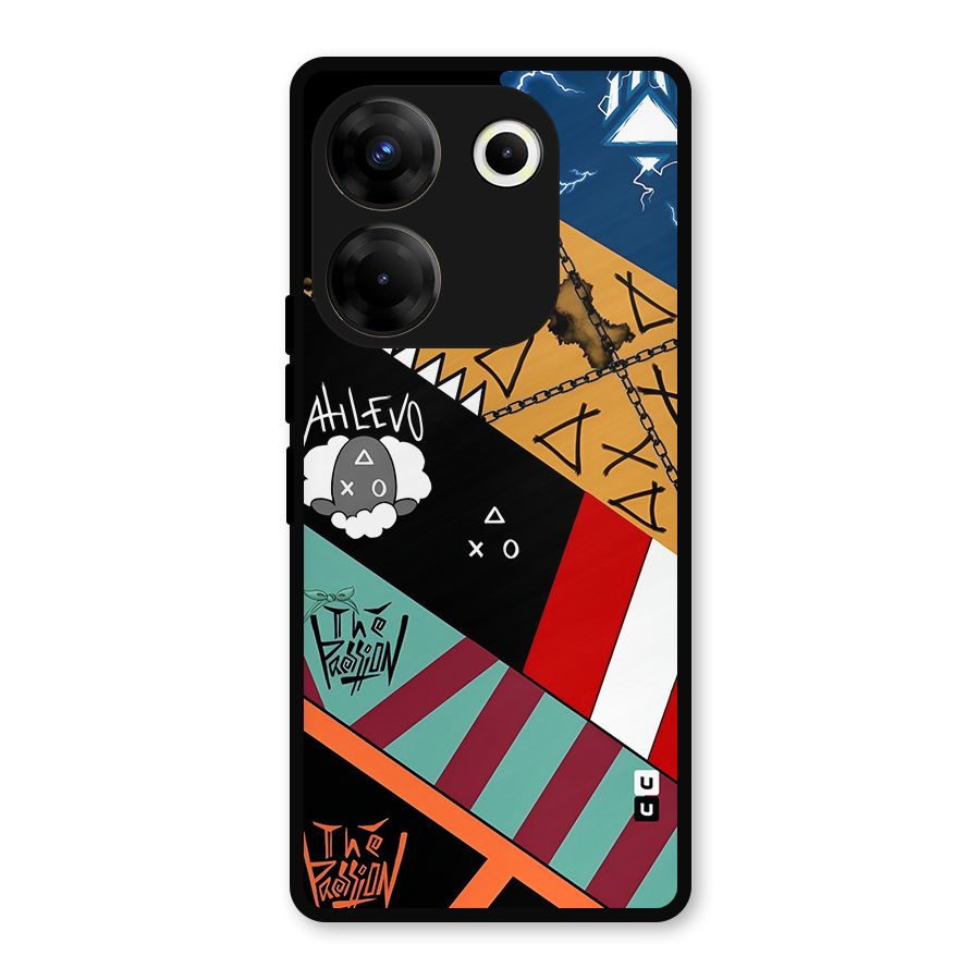 Random Abstracts Art Slant Stripes Metal Back Case for Tecno Camon 20 Pro