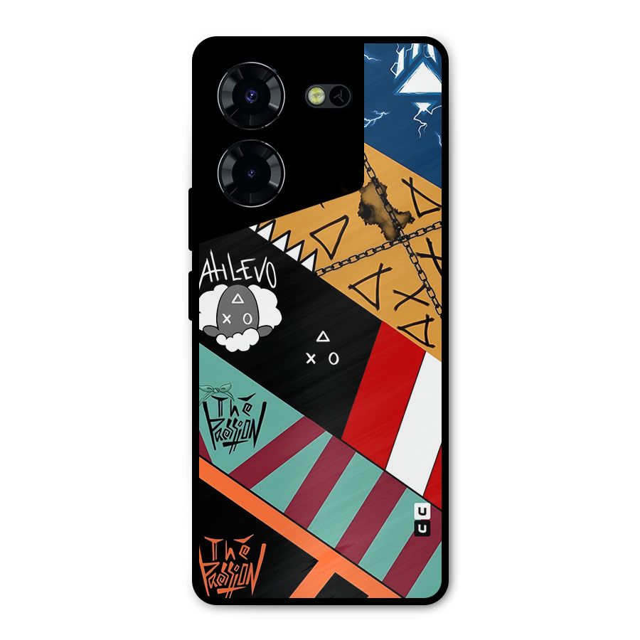 Random Abstracts Art Slant Stripes Metal Back Case for Tecno Pova 5 Pro 5G