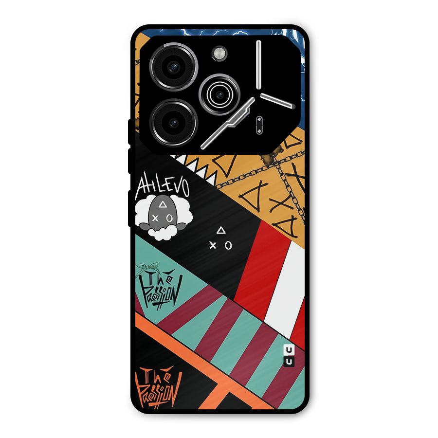 Random Abstracts Art Slant Stripes Metal Back Case for Tecno Pova 6 Pro