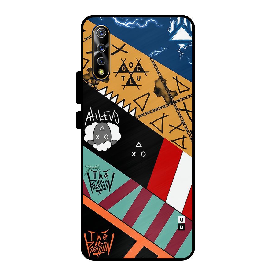 Random Abstracts Art Slant Stripes Metal Back Case for Vivo S1