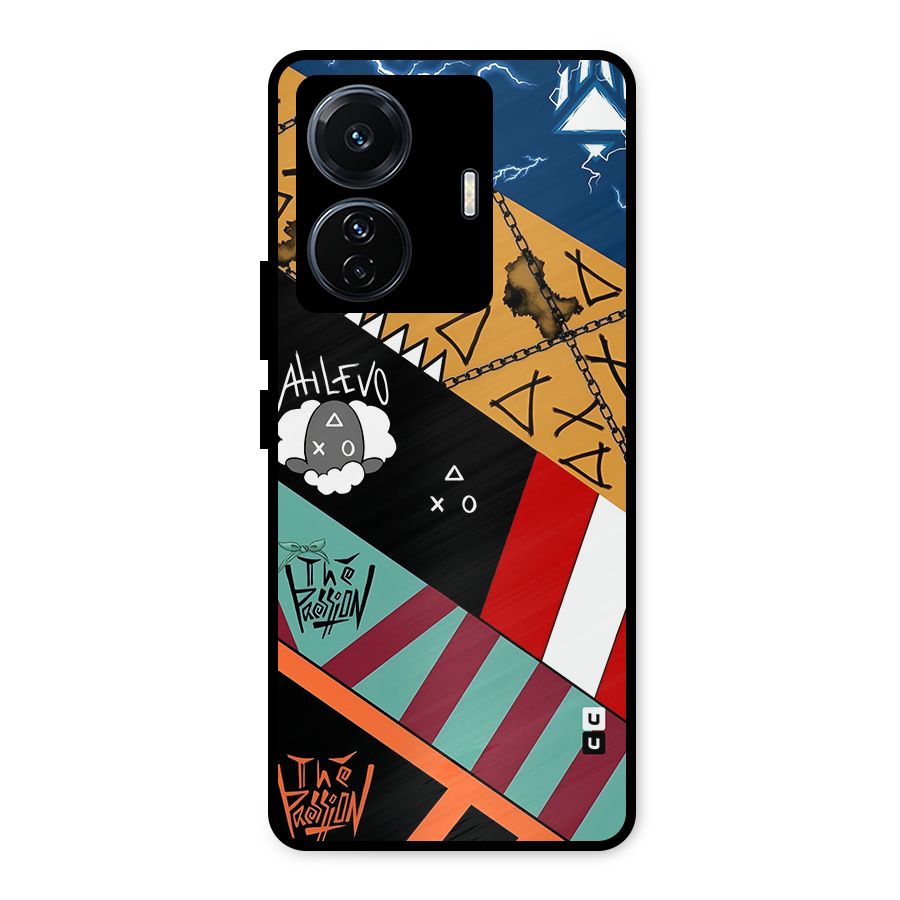 Random Abstracts Art Slant Stripes Metal Back Case for Vivo T1 Pro