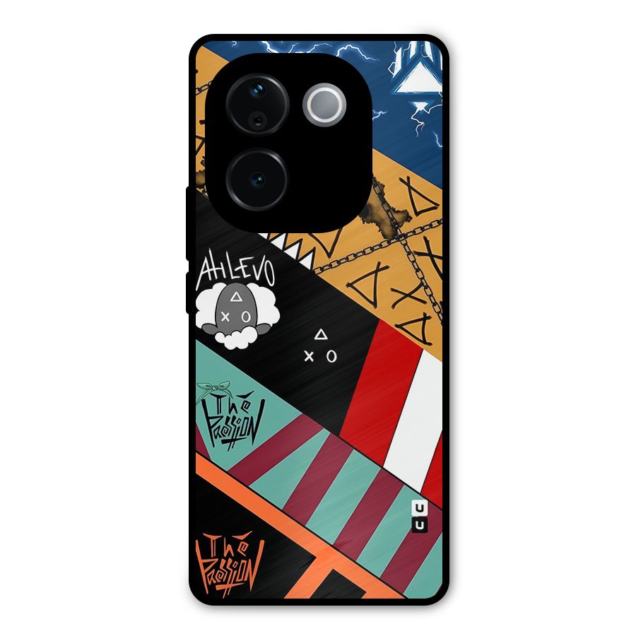 Random Abstracts Art Slant Stripes Metal Back Case for Vivo T3 Pro