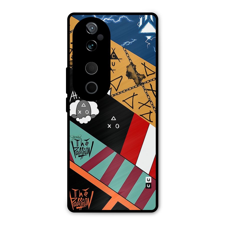 Random Abstracts Art Slant Stripes Metal Back Case for Vivo T3 Ultra