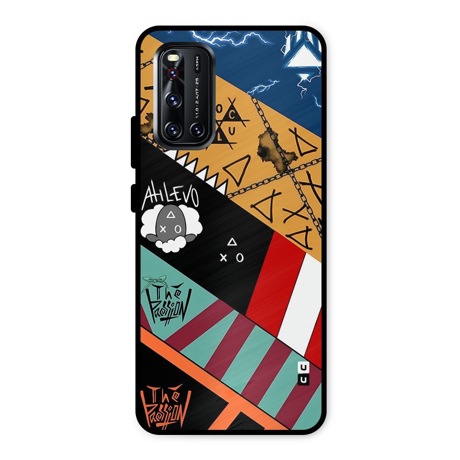 Random Abstracts Art Slant Stripes Metal Back Case for Vivo V19