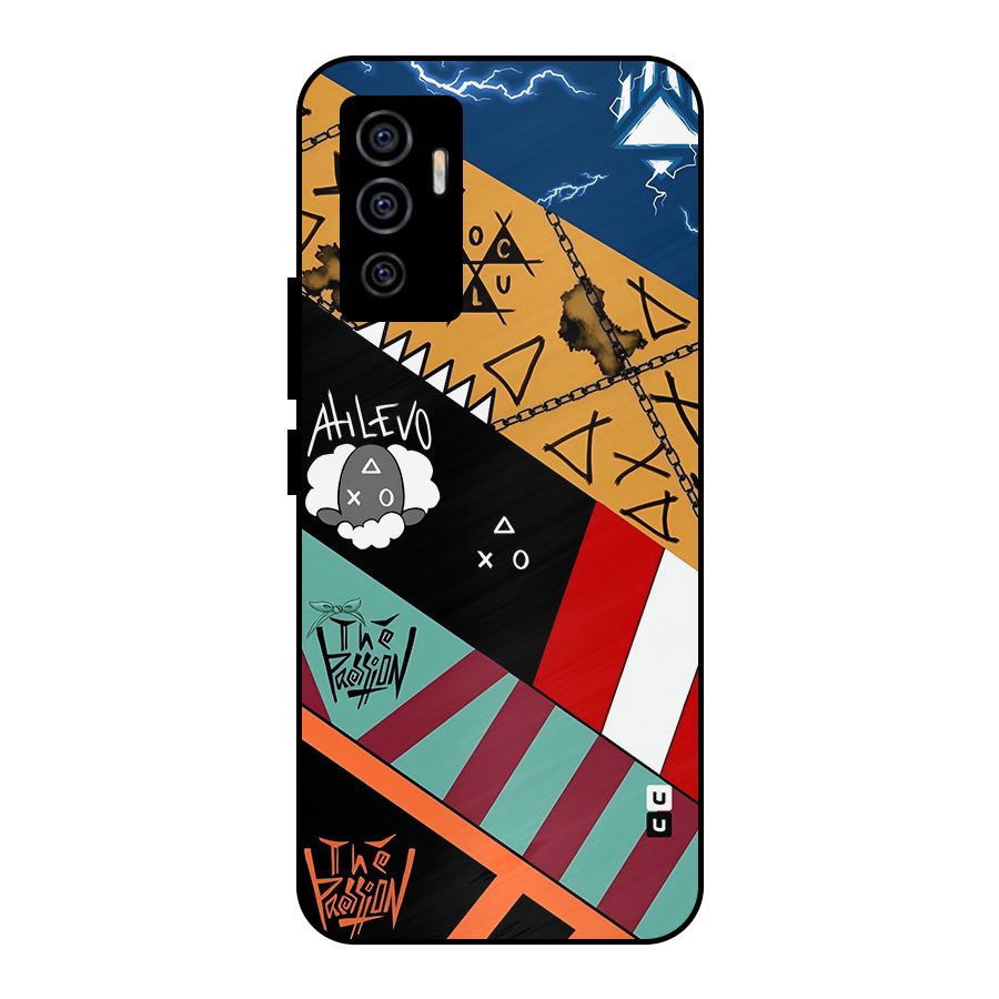 Random Abstracts Art Slant Stripes Metal Back Case for Vivo V23e