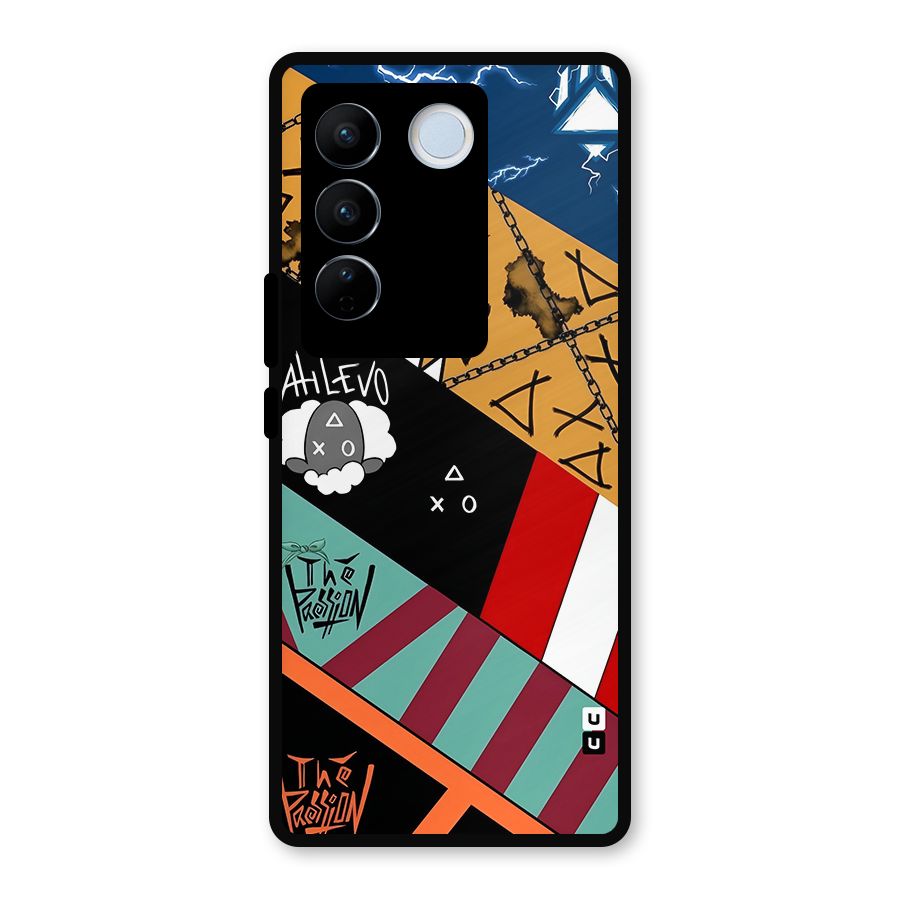 Random Abstracts Art Slant Stripes Metal Back Case for Vivo V27 Pro