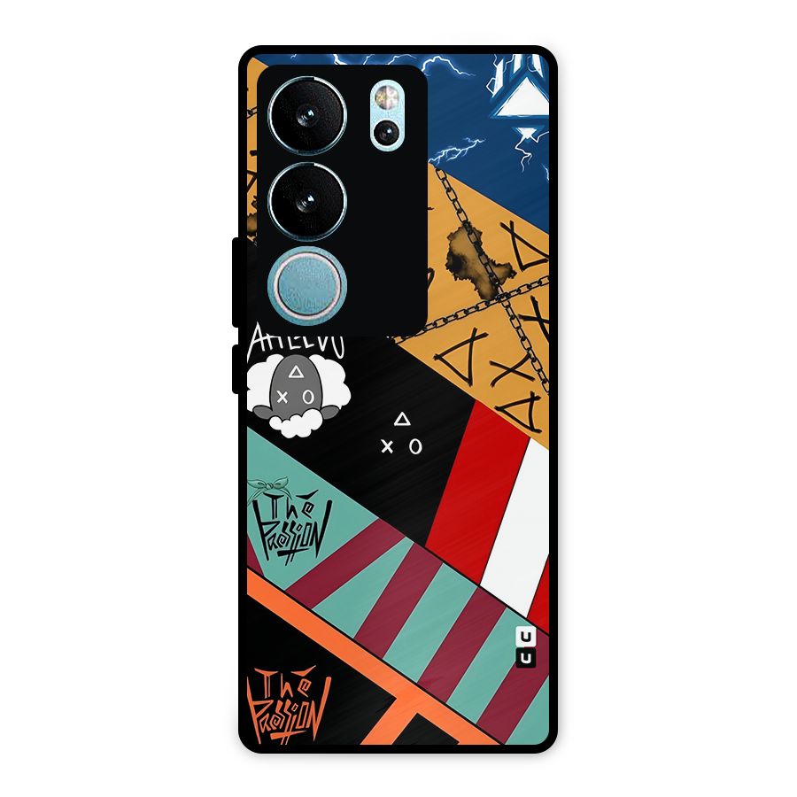 Random Abstracts Art Slant Stripes Metal Back Case for Vivo V29 Pro