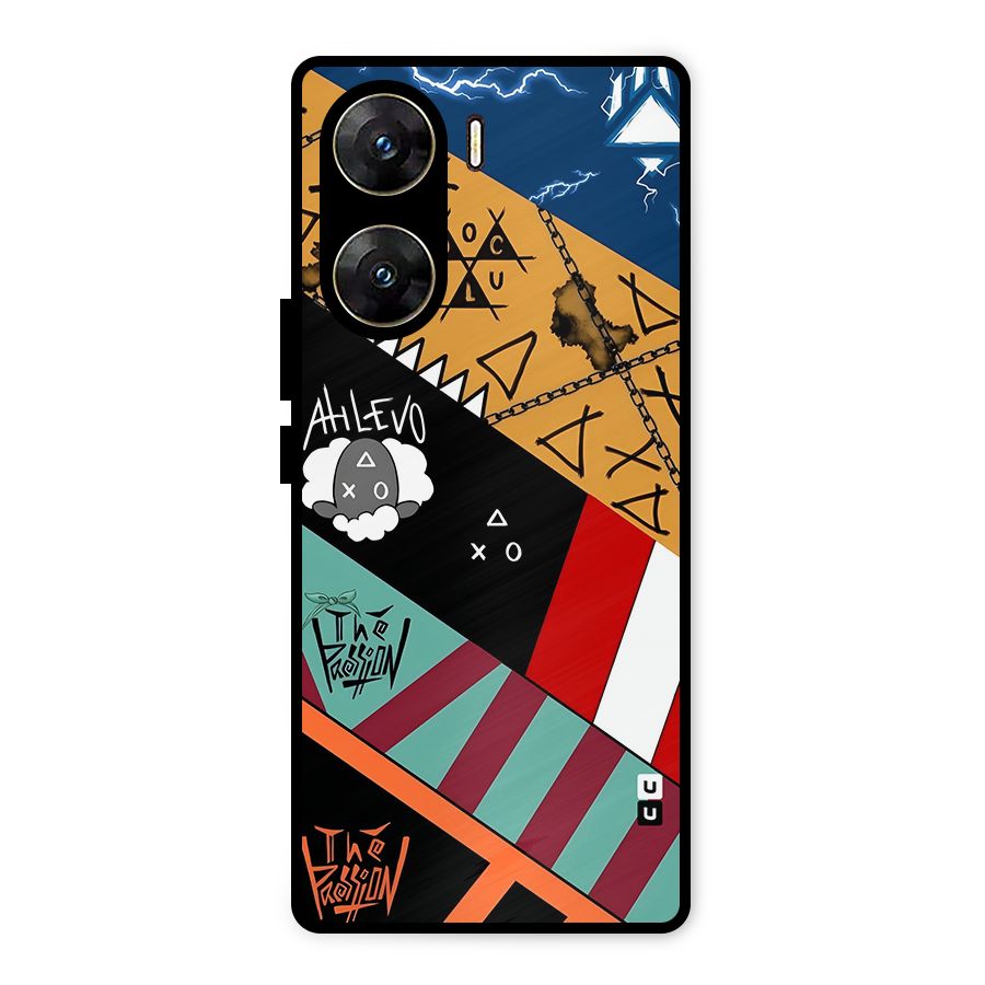 Random Abstracts Art Slant Stripes Metal Back Case for Vivo V29e