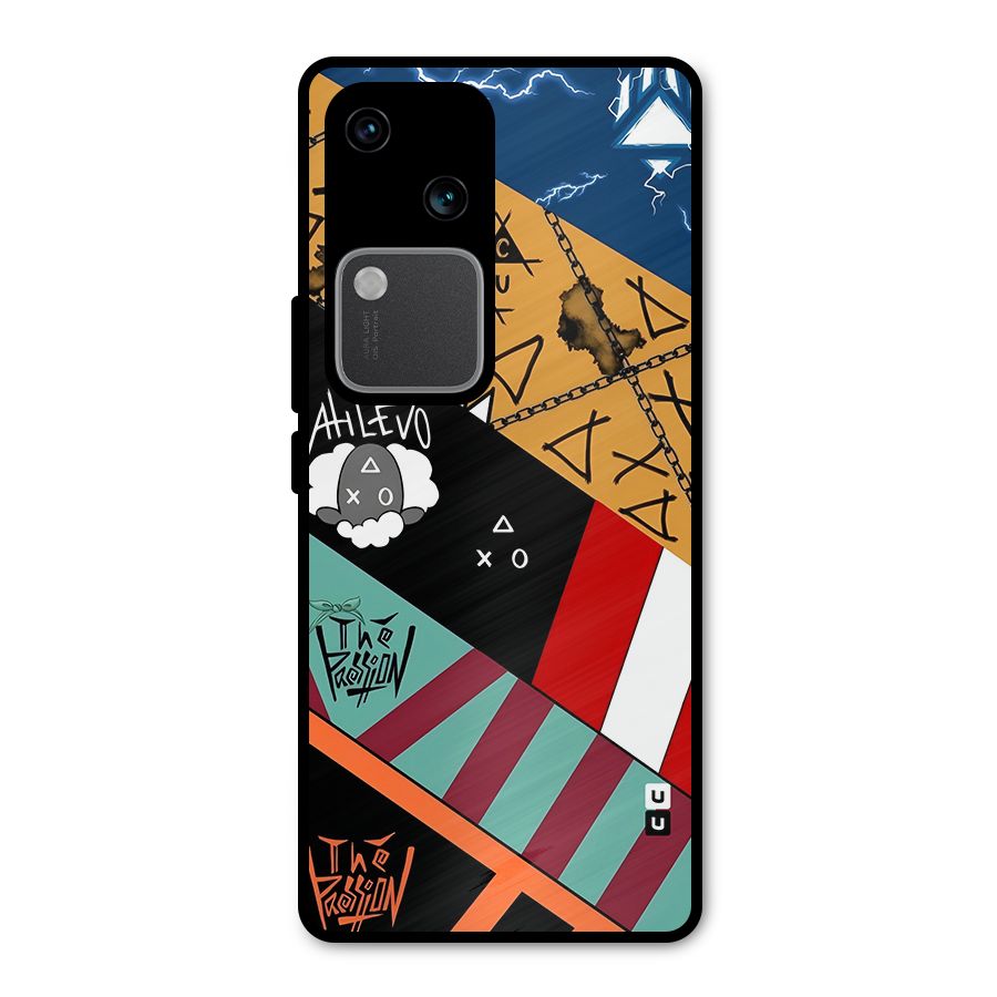 Random Abstracts Art Slant Stripes Metal Back Case for Vivo V30