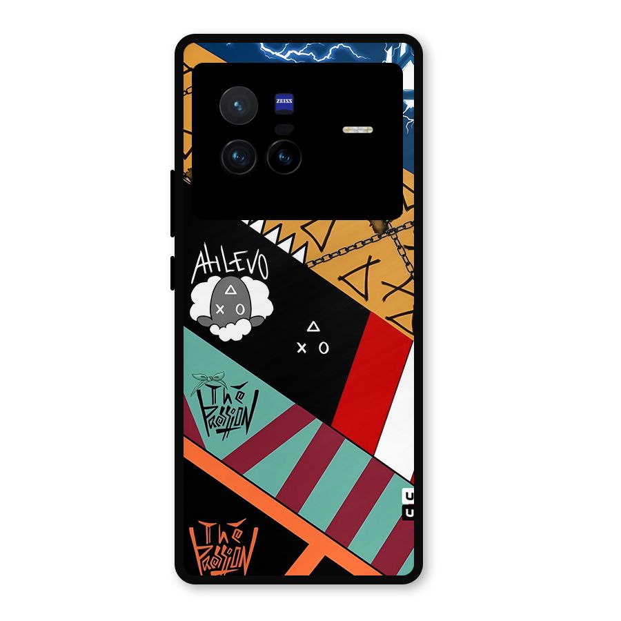 Random Abstracts Art Slant Stripes Metal Back Case for Vivo X80
