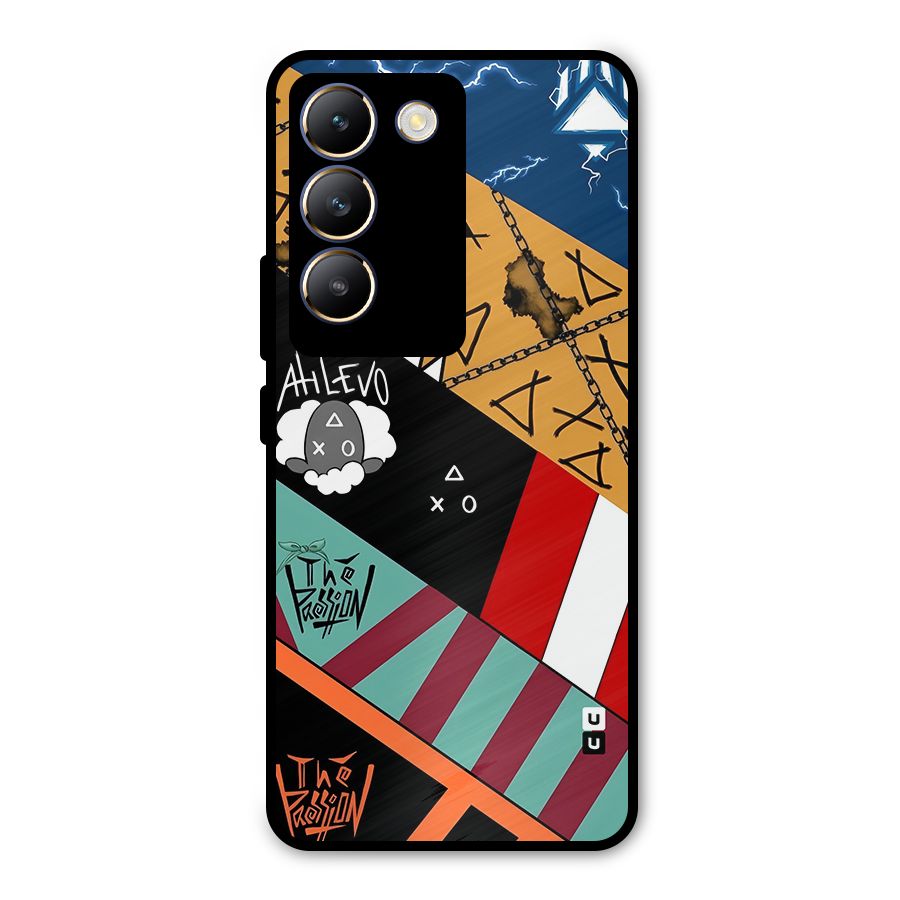 Random Abstracts Art Slant Stripes Metal Back Case for Vivo Y200e