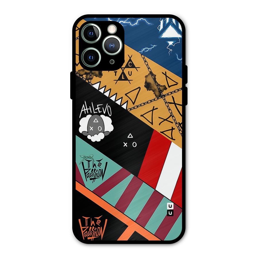 Random Abstracts Art Slant Stripes Metal Back Case for iPhone 11 Pro Max