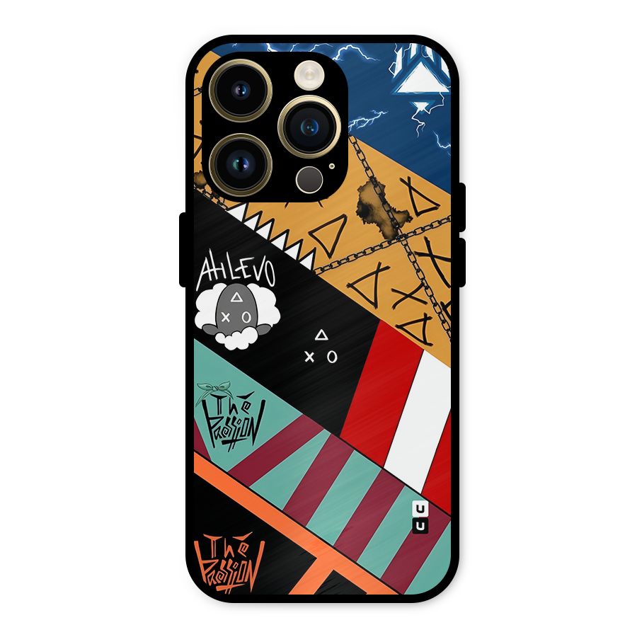 Random Abstracts Art Slant Stripes Metal Back Case for iPhone 14 Pro