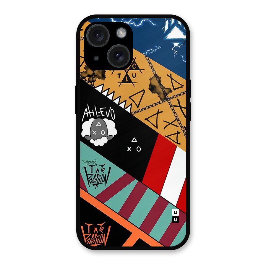 Random Abstracts Art Slant Stripes Metal Back Case for iPhone 15