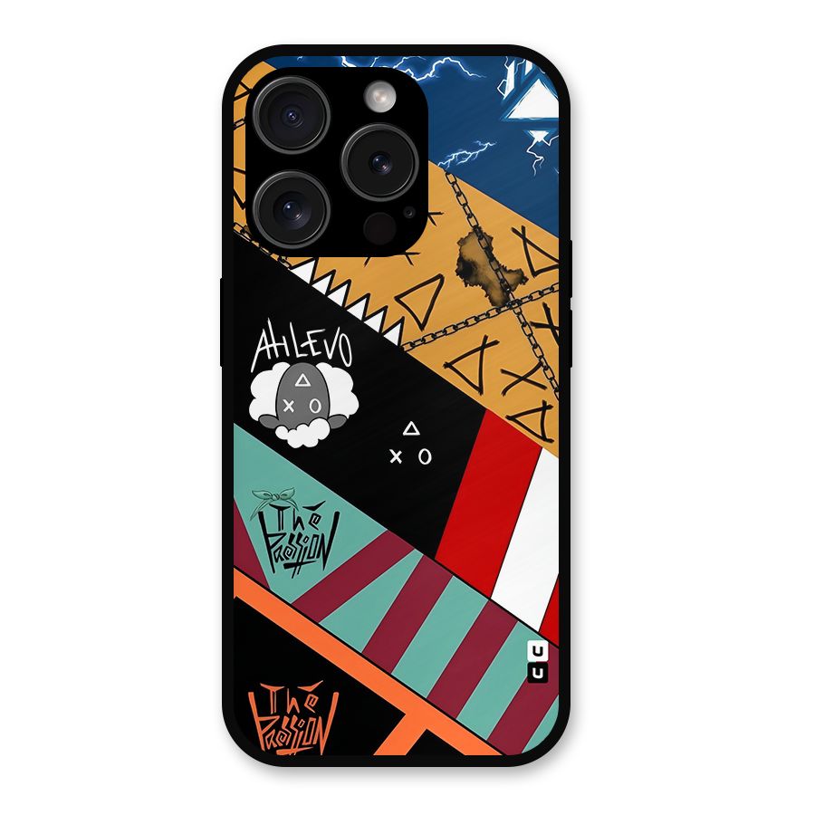Random Abstracts Art Slant Stripes Metal Back Case for iPhone 15 Pro