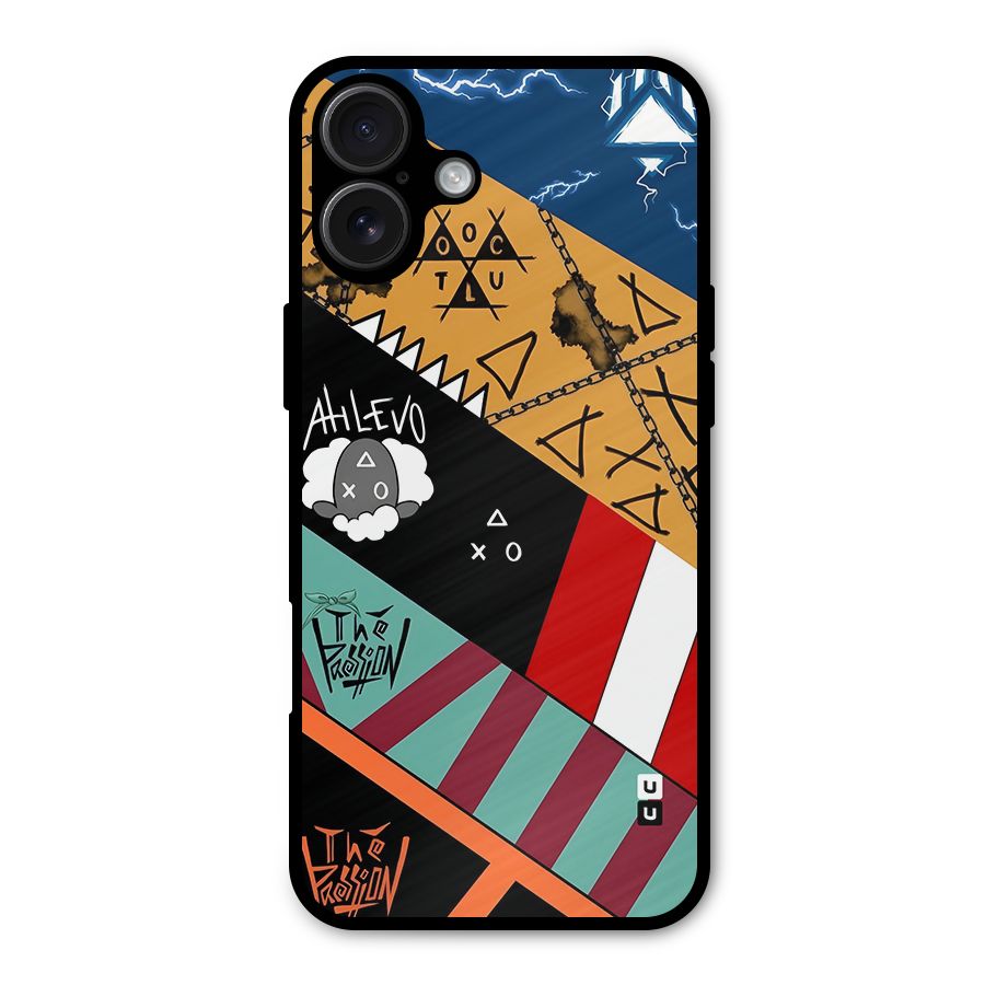 Random Abstracts Art Slant Stripes Metal Back Case for iPhone 16 Plus