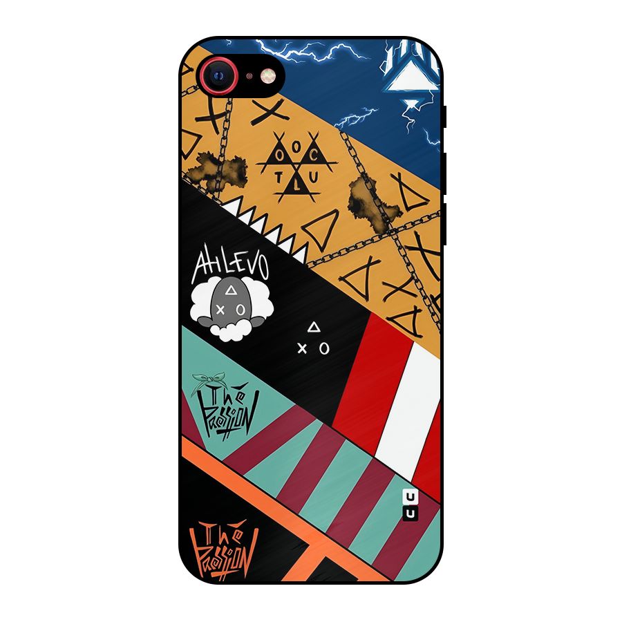 Random Abstracts Art Slant Stripes Metal Back Case for iPhone 7