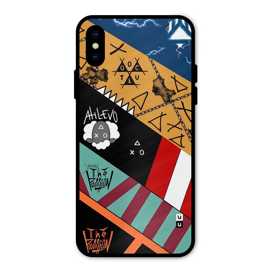 Random Abstracts Art Slant Stripes Metal Back Case for iPhone XS