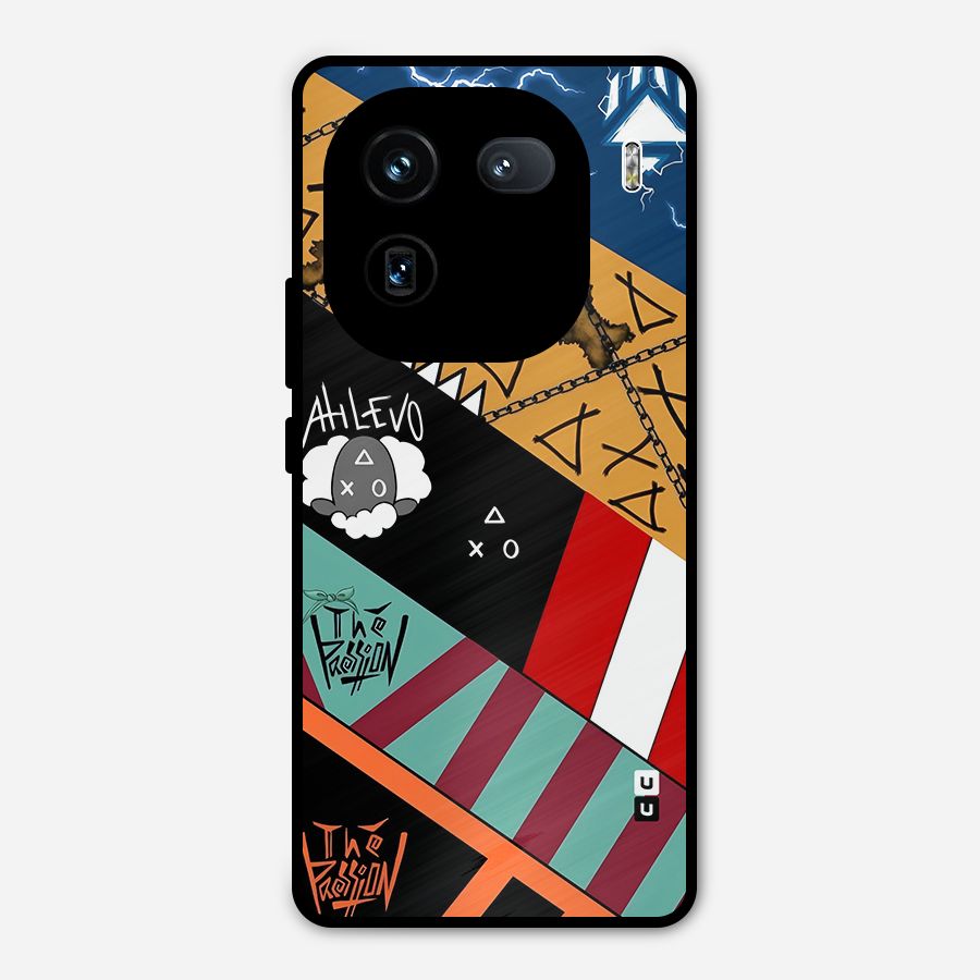 Random Abstracts Art Slant Stripes Metal Back Case for iQOO 12