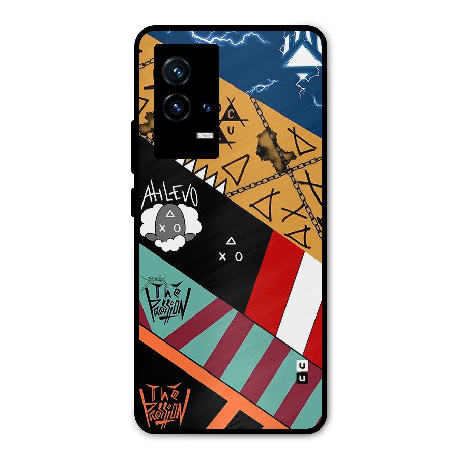 Random Abstracts Art Slant Stripes Metal Back Case for iQOO 9 5G