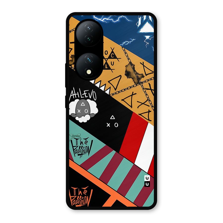 Random Abstracts Art Slant Stripes Metal Back Case for iQOO Z7