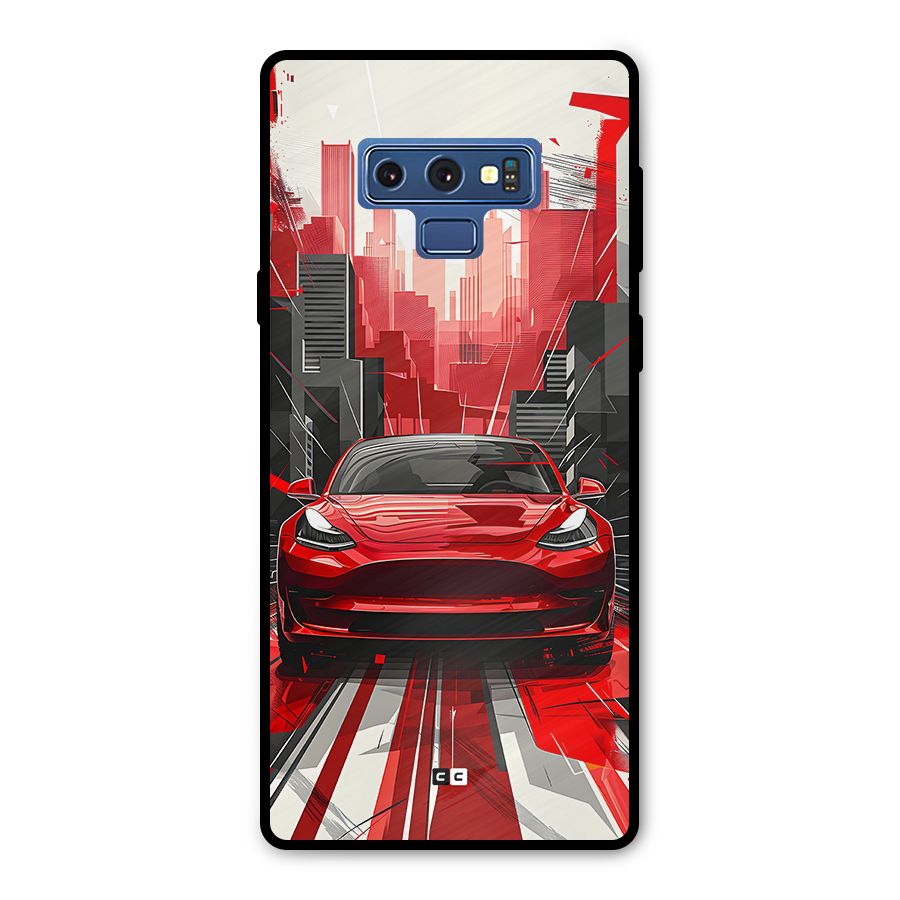Red And Black Car Metal Back Case for Galaxy Note 9