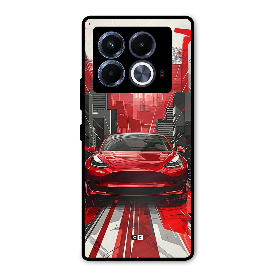 Red And Black Car Metal Back Case for Infinix Note 40 5G