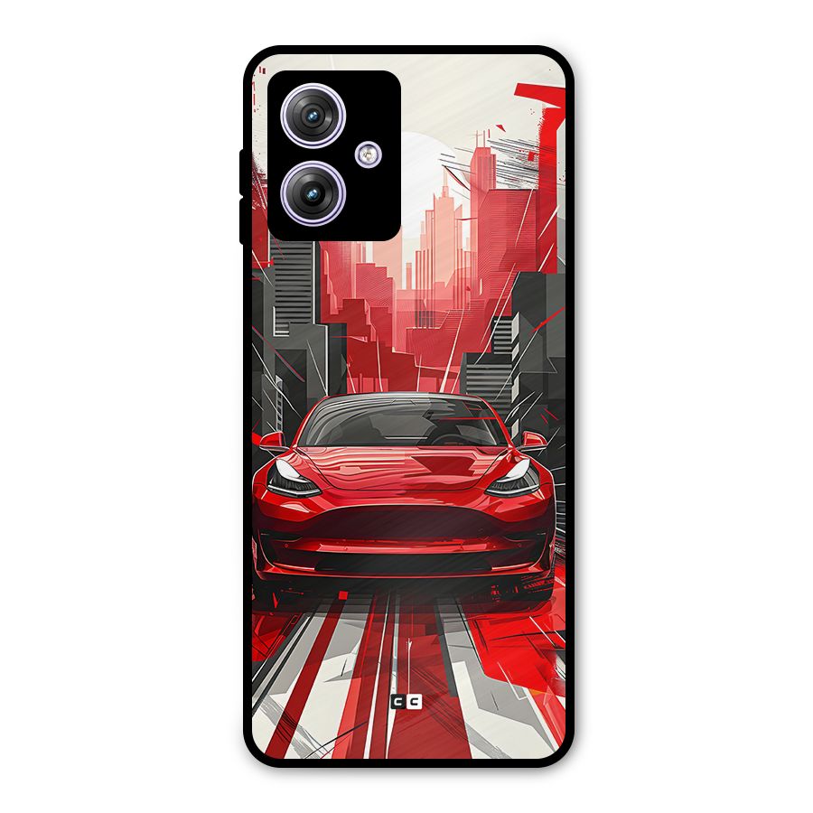 Red And Black Car Metal Back Case for Moto G64