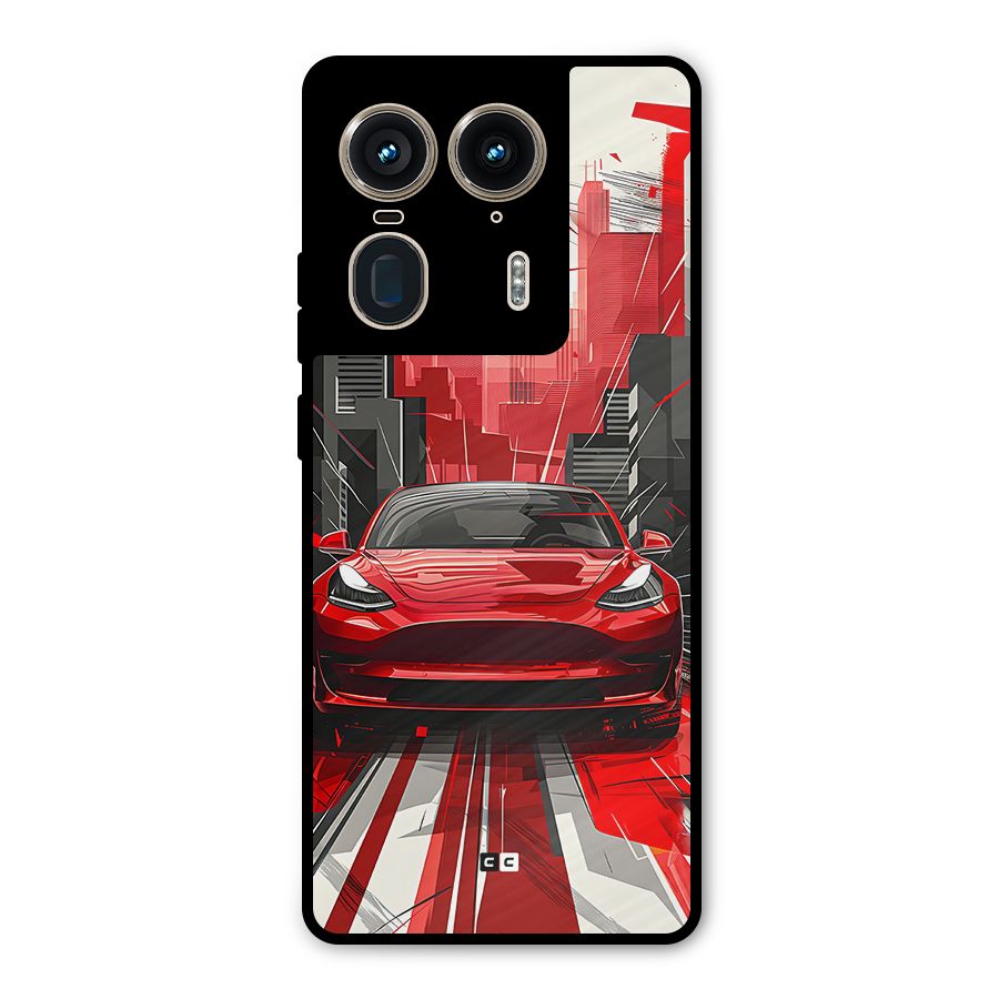 Red And Black Car Metal Back Case for Motorola Edge 50 Ultra