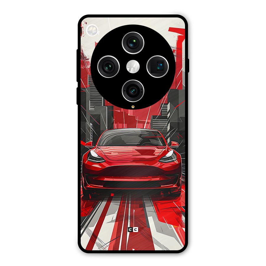 Red And Black Car Metal Back Case for Oppo Find X8 Pro