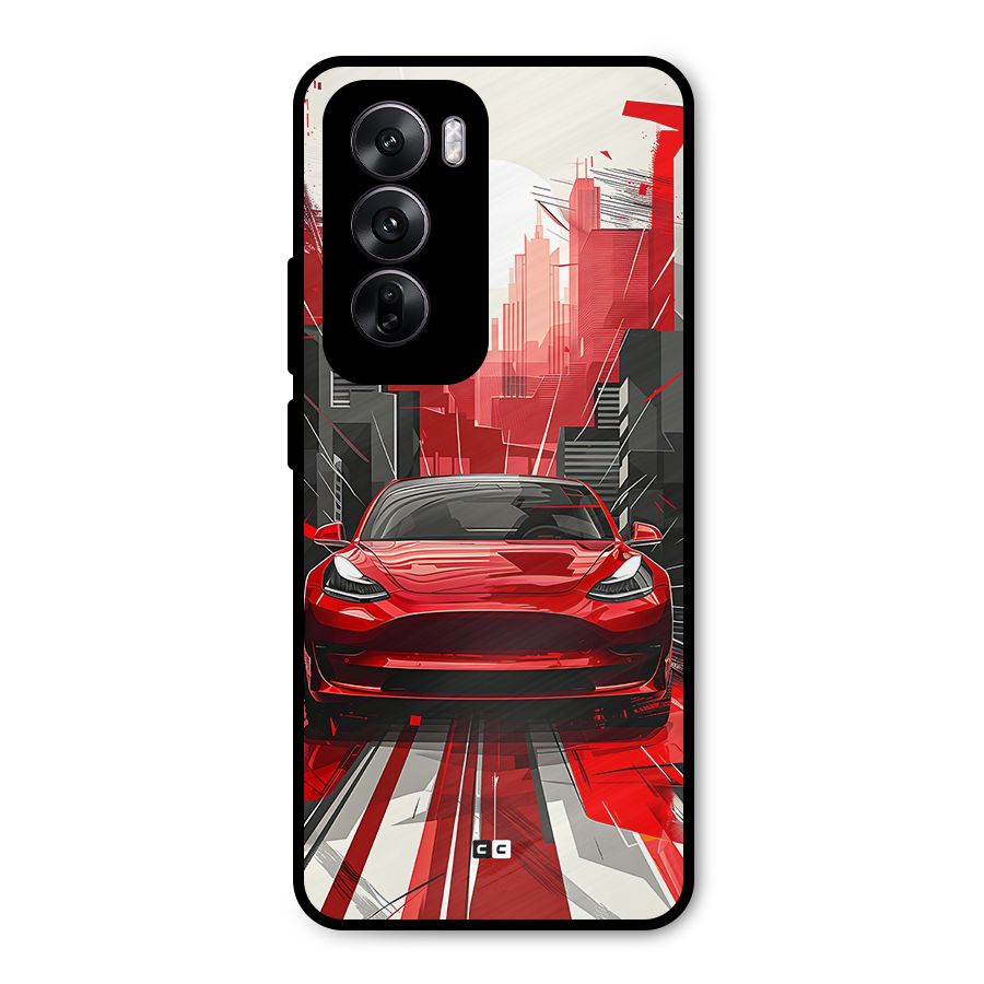 Red And Black Car Metal Back Case for Oppo Reno12