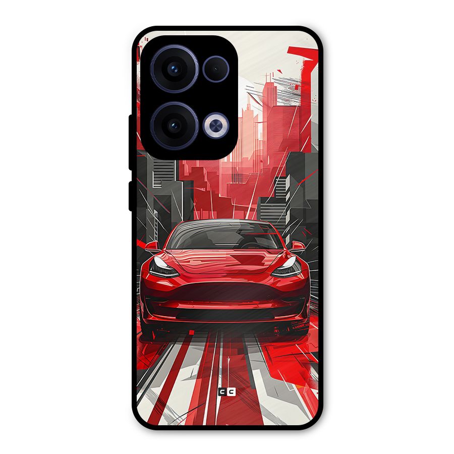 Red And Black Car Metal Back Case for Oppo Reno13