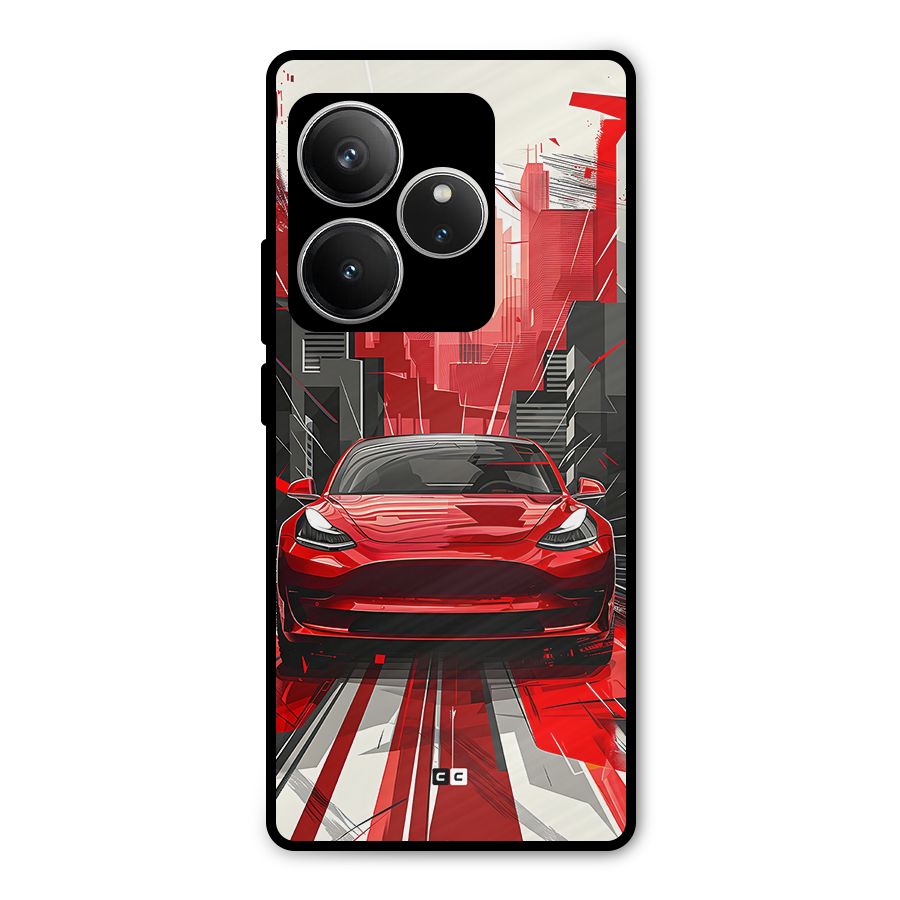 Red And Black Car Metal Back Case for Realme GT 6